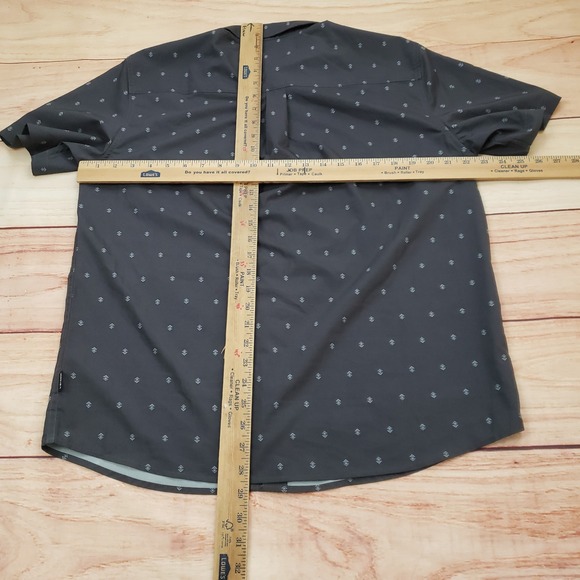 Voyager Shirt Mens Medium Gray Geometric Print Short Sleeve Button Down Outdoor - Picture 5 of 9